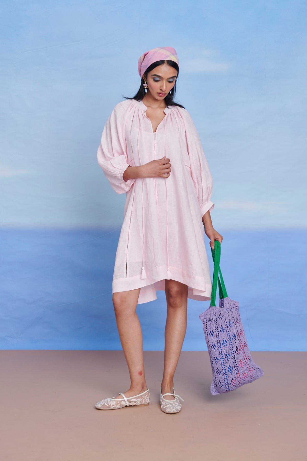 Fleur Linen Lace Panelled Dress - image 9