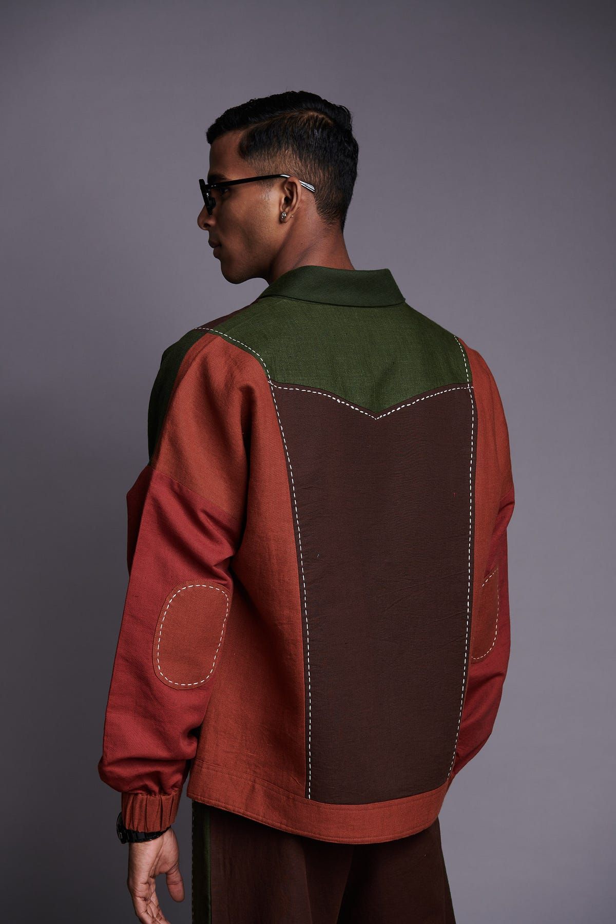 Co-Linen Kantha Men's Panelled Bomber Jacket - image 10