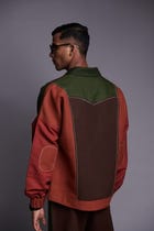 Co-Linen Kantha Men's Panelled Bomber Jacket view 10