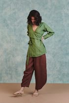 Chocolate Linen Billow Pants view 3