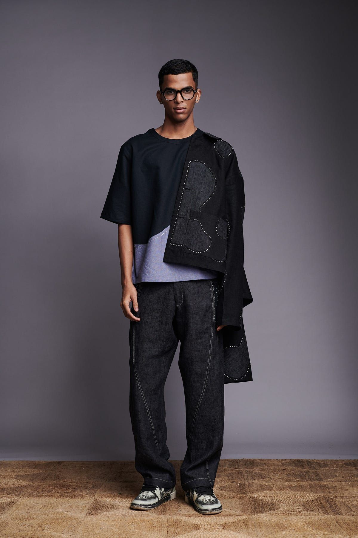 Linen Kantha Men's Applique Jacket Set - image 10