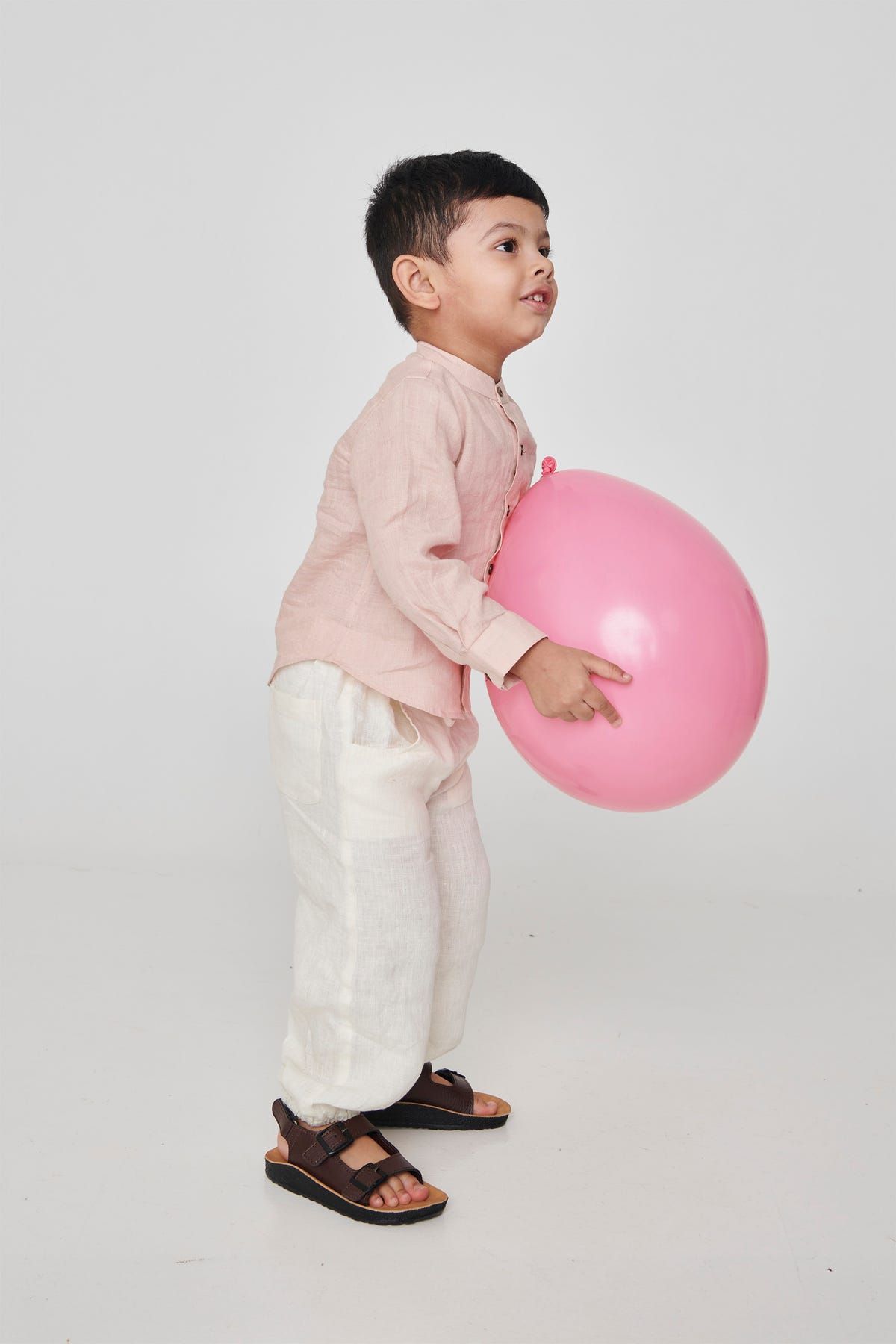 Blush Linen Boys Band Collar Shirt - image 4