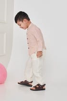 Blush Linen Boys Band Collar Shirt view 7