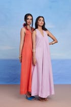 Tangerine Linen Flared Dress - Sale view 3