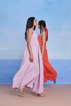 Tangerine Linen Flared Dress - Sale view 7
