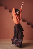 Coffee Chintz Co-Linen Tiered Skirt view 4
