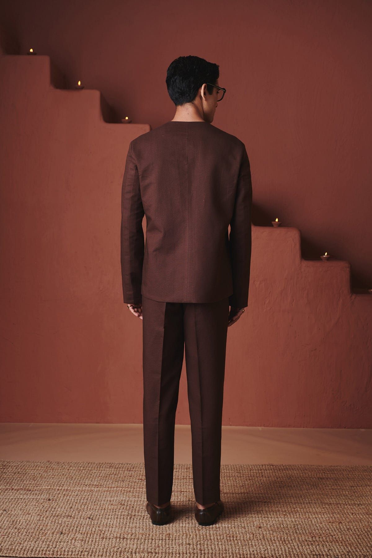 Coffee Co-Linen Men's Pleated Tapered Pants - image 5
