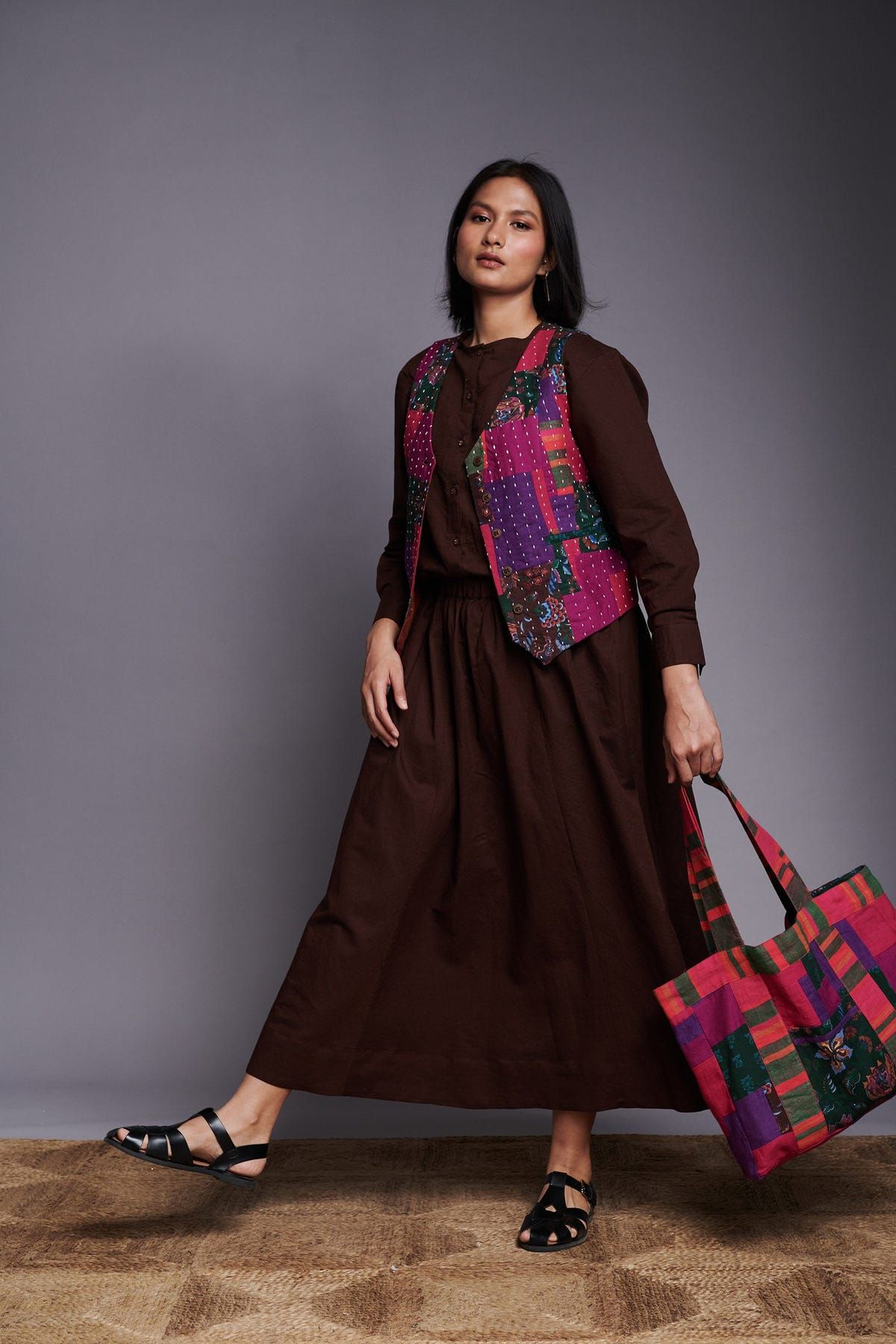 Co-Linen Patchwork Kantha Waistcoat - Sale - image 8