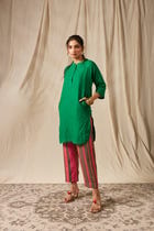 Panna Linen Panelled Kurta view 4