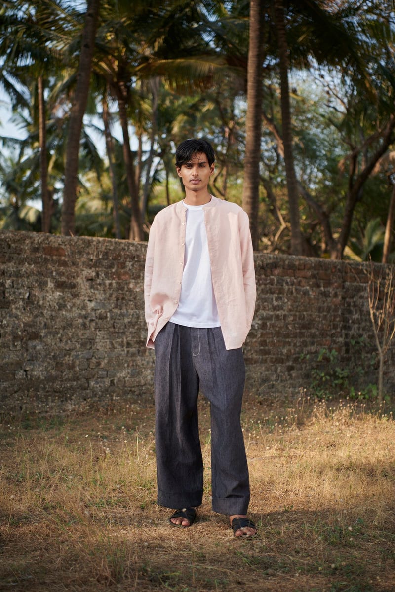 Graphite Linen Men's Baggy Pants - Sale