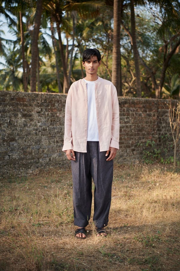 Saphed — Graphite Linen Men's Baggy Pants - Sale