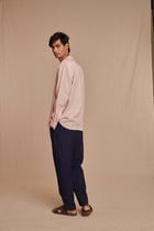 Blush Linen Men's Band Collar Shirt view 11