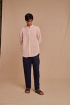 Blush Linen Men's Band Collar Shirt view 12