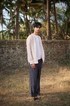 Blush Linen Men's Band Collar Shirt view 4