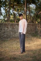 Blush Linen Men's Band Collar Shirt view 6