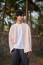 Blush Linen Men's Band Collar Shirt view 7