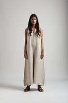 Undyed Linen Flared Jumpsuit view 1