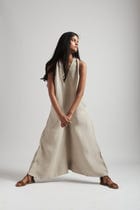 Undyed Linen Flared Jumpsuit view 5