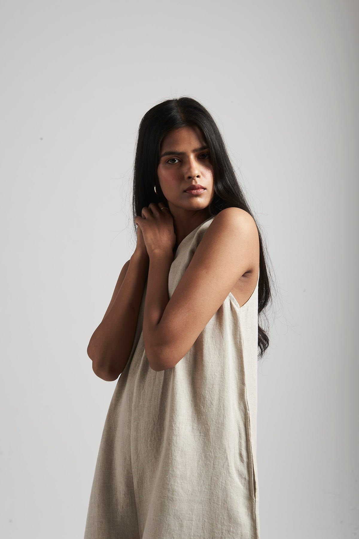 Undyed Linen Flared Jumpsuit - image 7