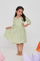 Pista Linen Girls Wrap Tie Dress view 1