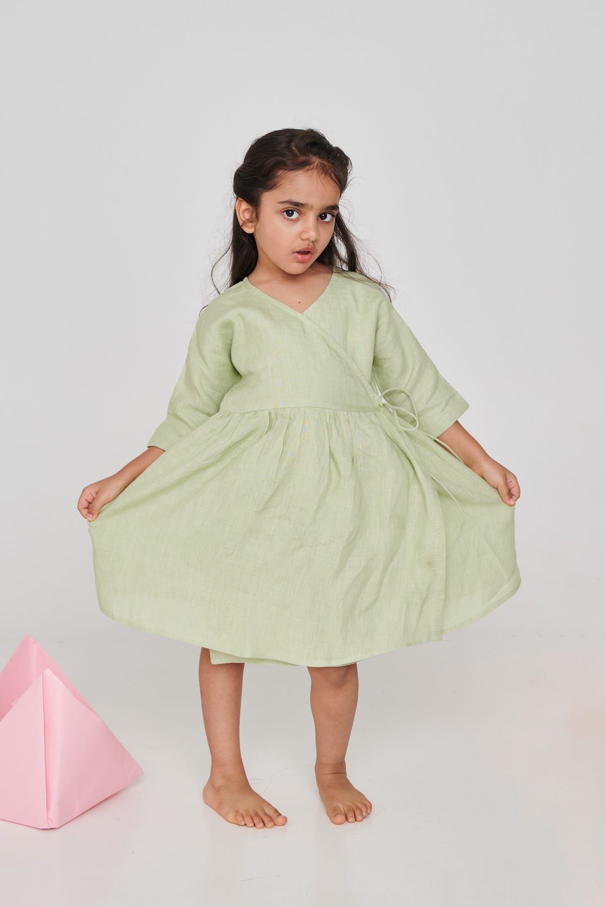 Pista Linen Girls Wrap Tie Dress - image 5