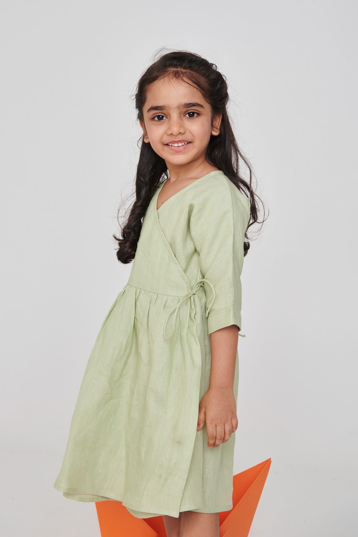 Pista Linen Girls Wrap Tie Dress - image 6