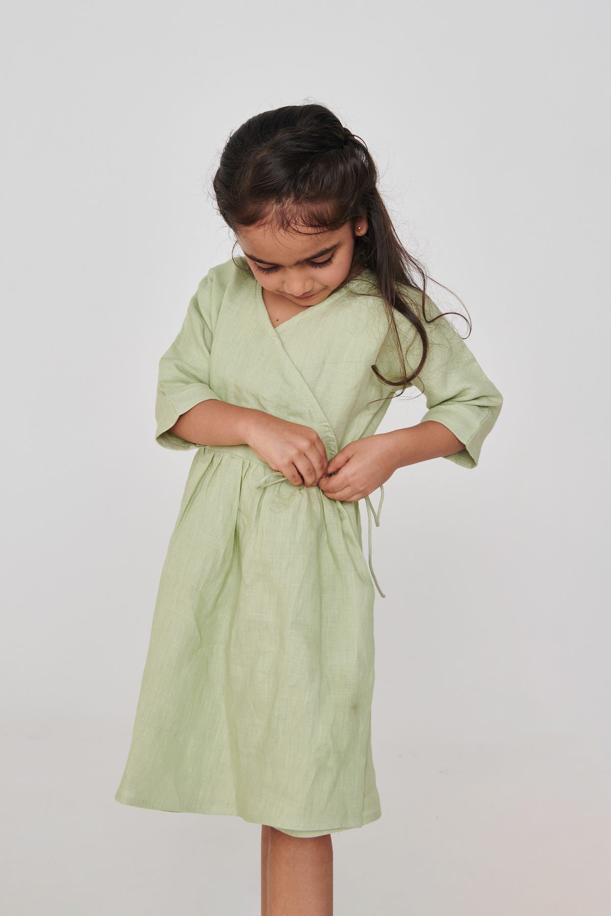 Pista Linen Girls Wrap Tie Dress - image 8