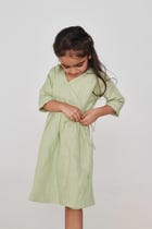 Pista Linen Girls Wrap Tie Dress view 8