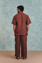 Chocolate Linen Men's Baggy Pants - Sale view 3