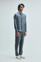 Slate Linen Embroidered Men's Raglan Shirt view 3