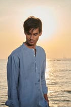 Sky Linen Men's Shirt Kurta - Sale view 8