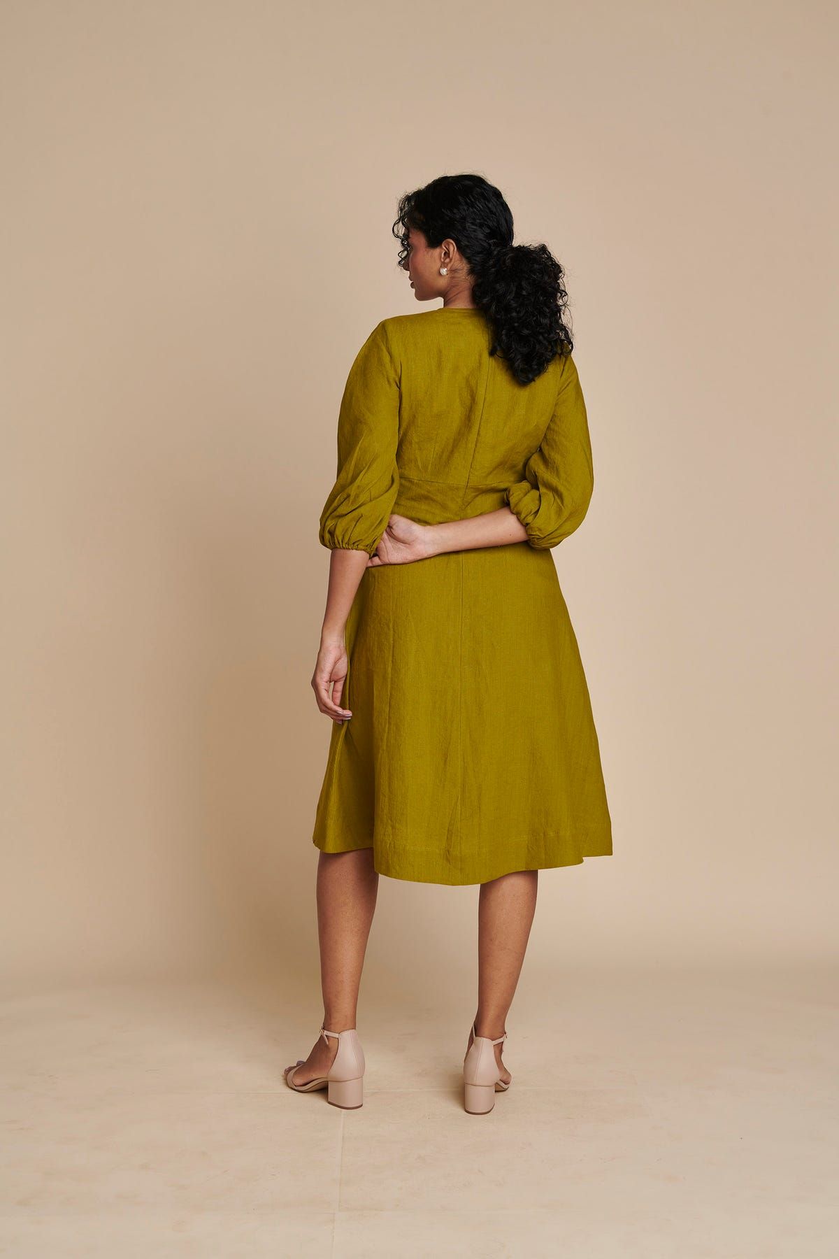 Mehendi Linen Billow Dress - image 3