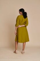 Mehendi Linen Billow Dress view 3