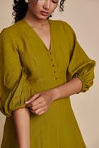 Mehendi Linen Billow Dress view 5