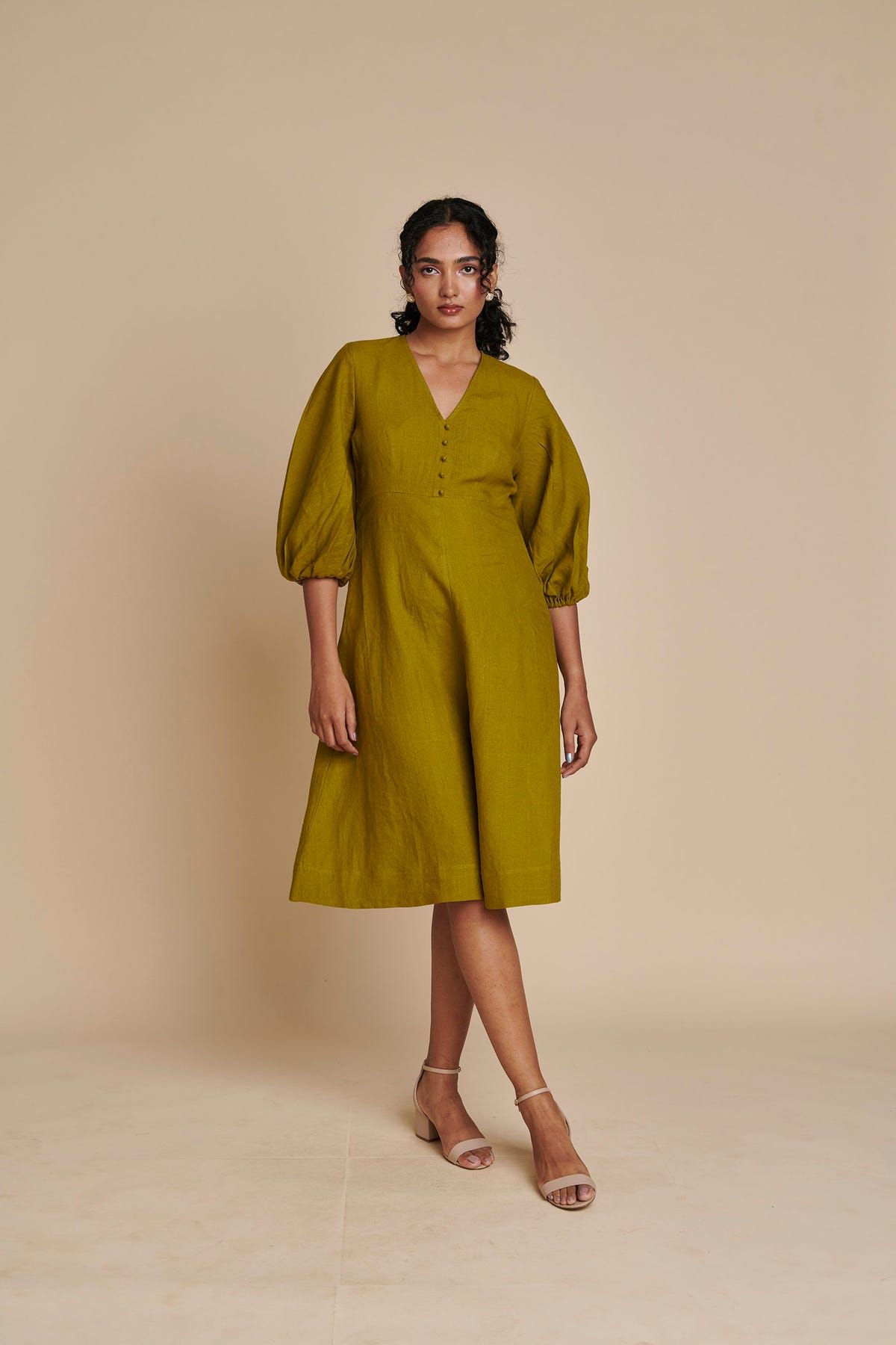 Mehendi Linen Billow Dress - image 6