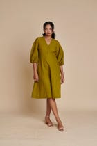 Mehendi Linen Billow Dress view 6