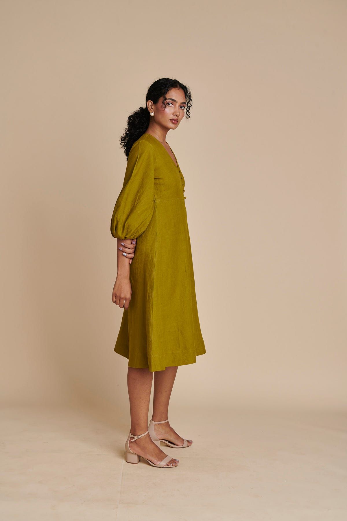 Mehendi Linen Billow Dress - image 7