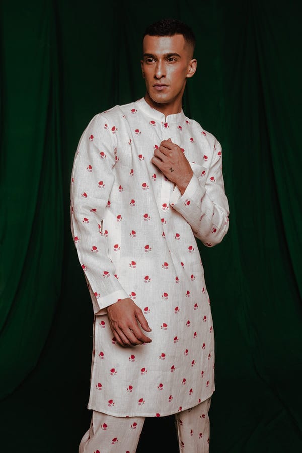 Saphed — Wildflower Co-Linen Men's Classic Kurta