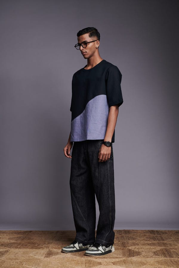 Saphed — Kohl Dusk Co-Linen Men's Woven T-shirt