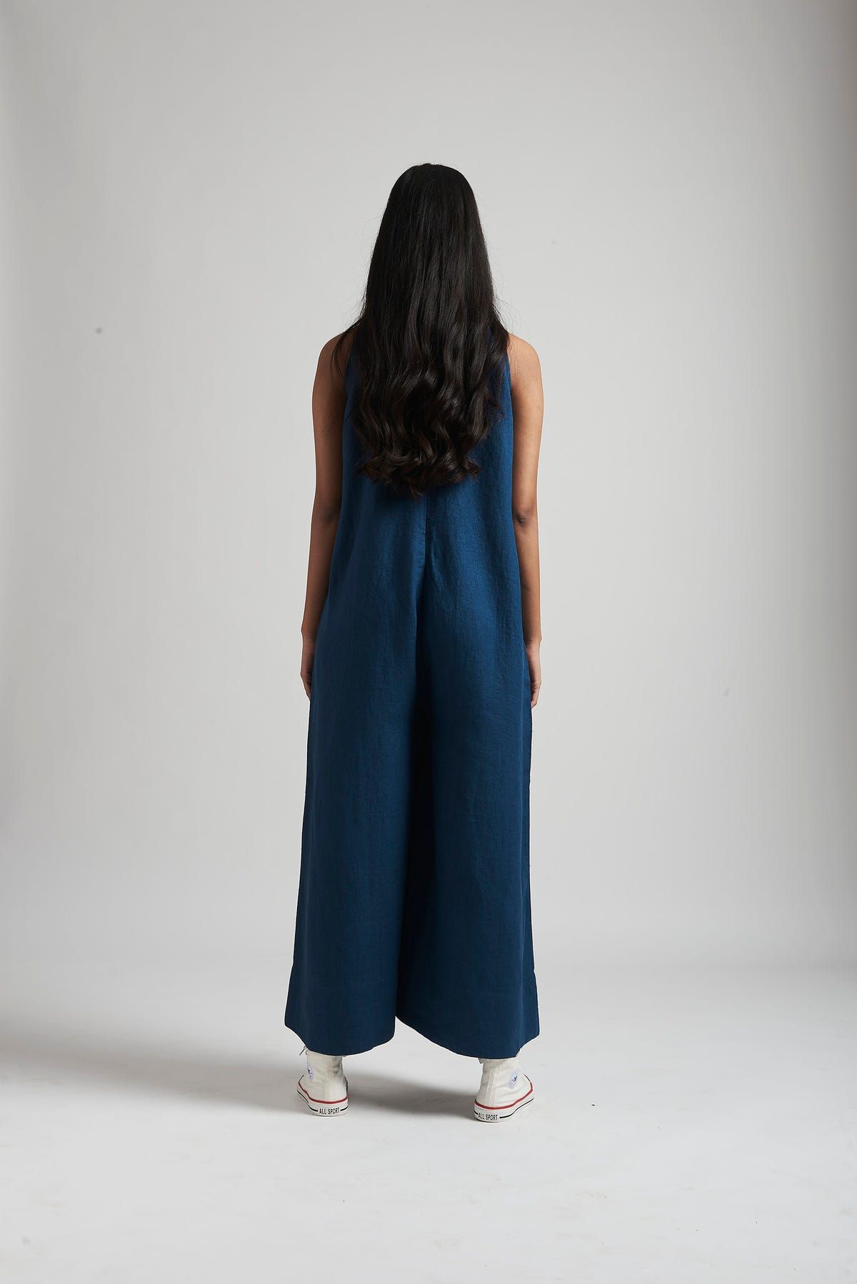 Indigo Linen Flared Jumpsuit - image 2