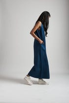 Indigo Linen Flared Jumpsuit view 4