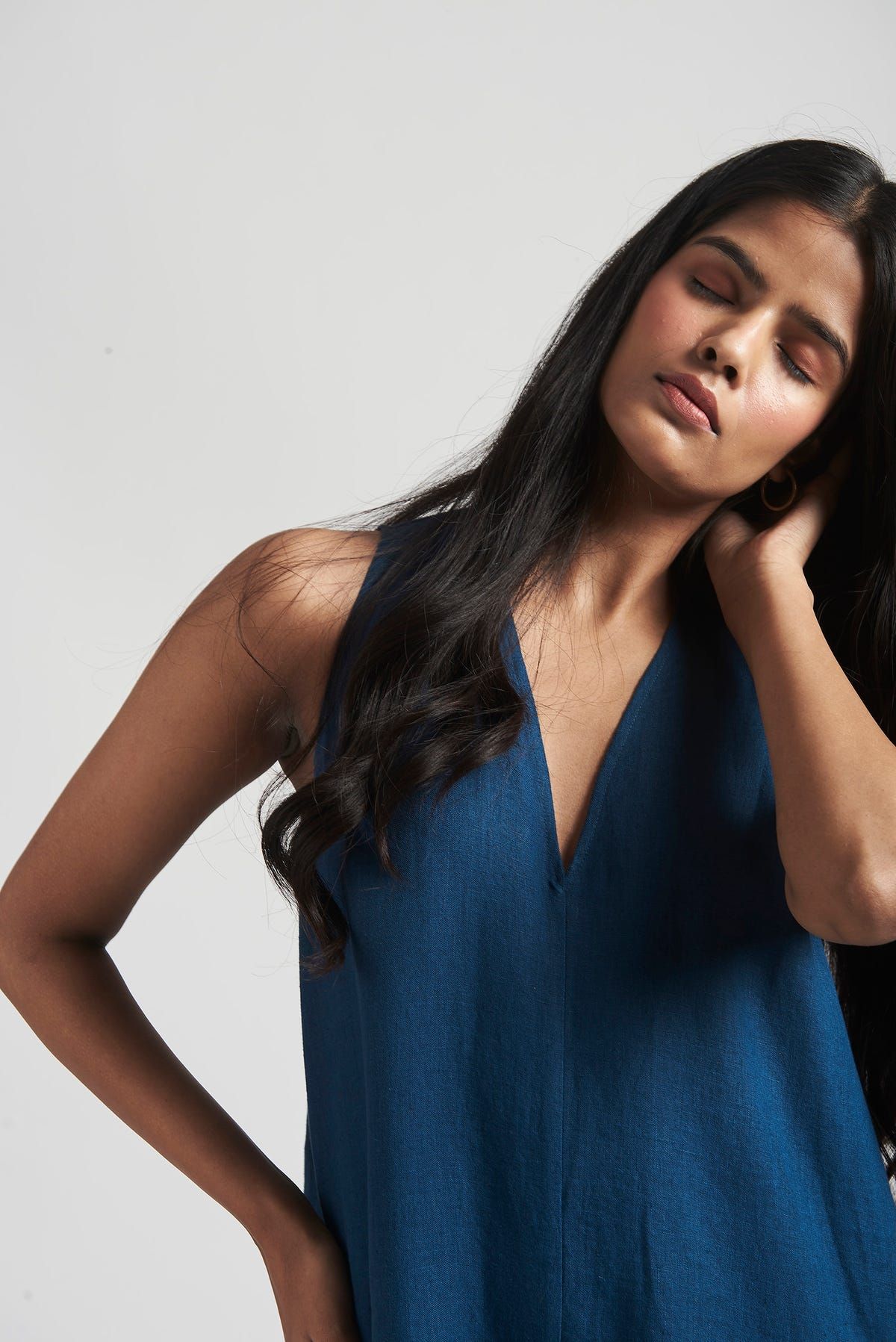 Indigo Linen Flared Jumpsuit - image 5