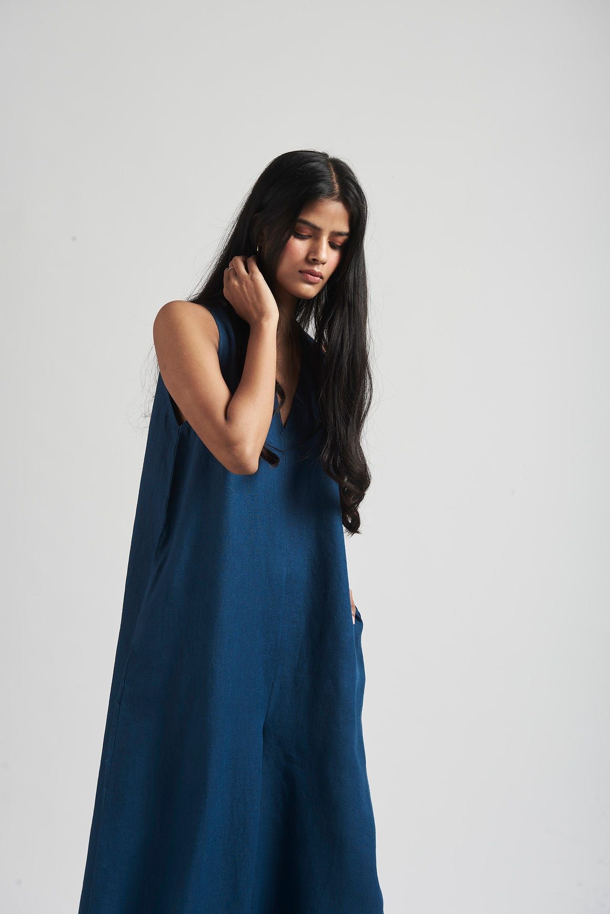 Indigo Linen Flared Jumpsuit - image 6