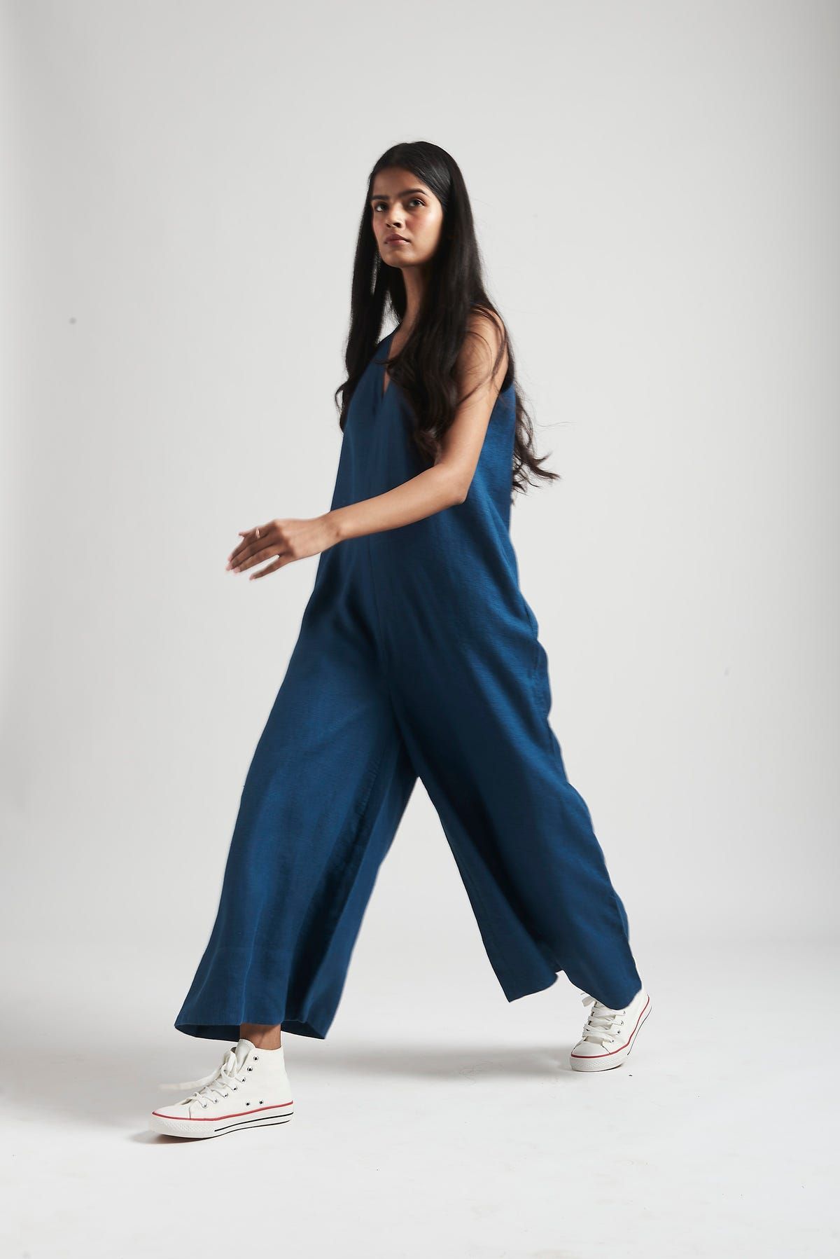 Indigo Linen Flared Jumpsuit - image 7