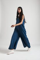 Indigo Linen Flared Jumpsuit view 7