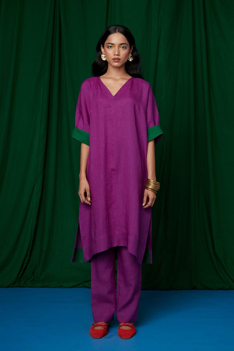 Violet Linen Dolman Kurta - Sale