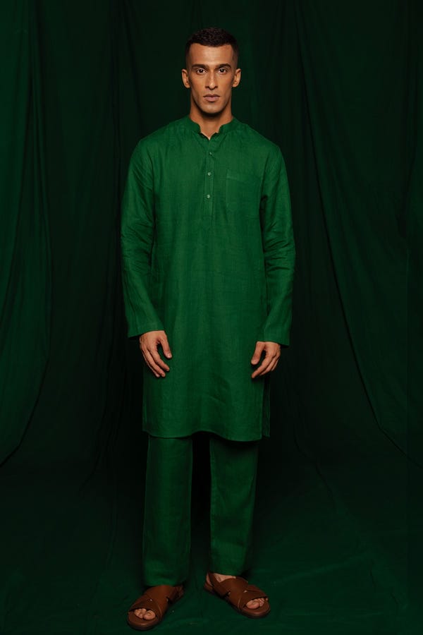 Saphed — Panna Linen Men's Classic Kurta Set