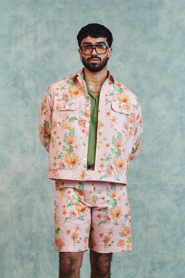 Saphed — Flora Co-Linen Men's Trucker Jacket Set