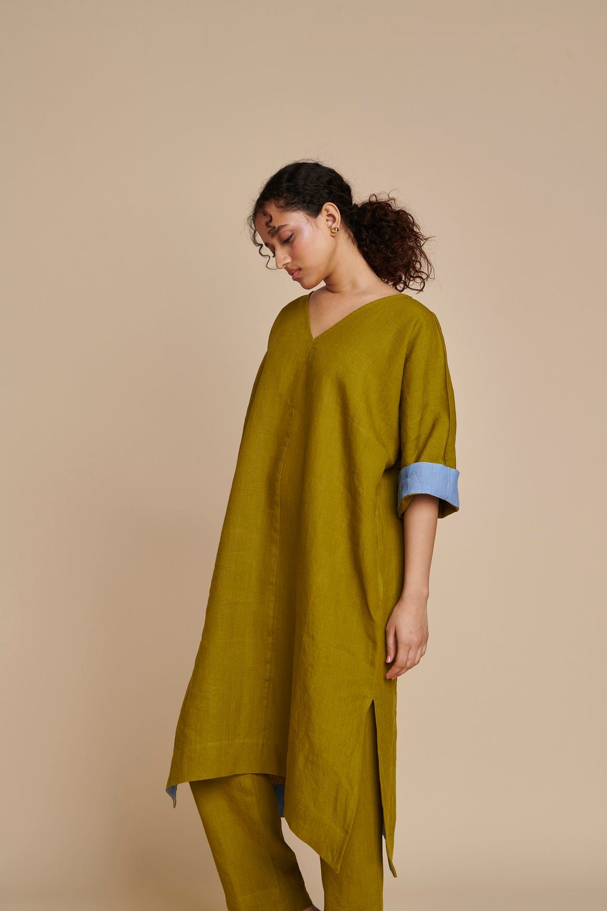 Mehendi Linen Dolman Kurta Set - image 5