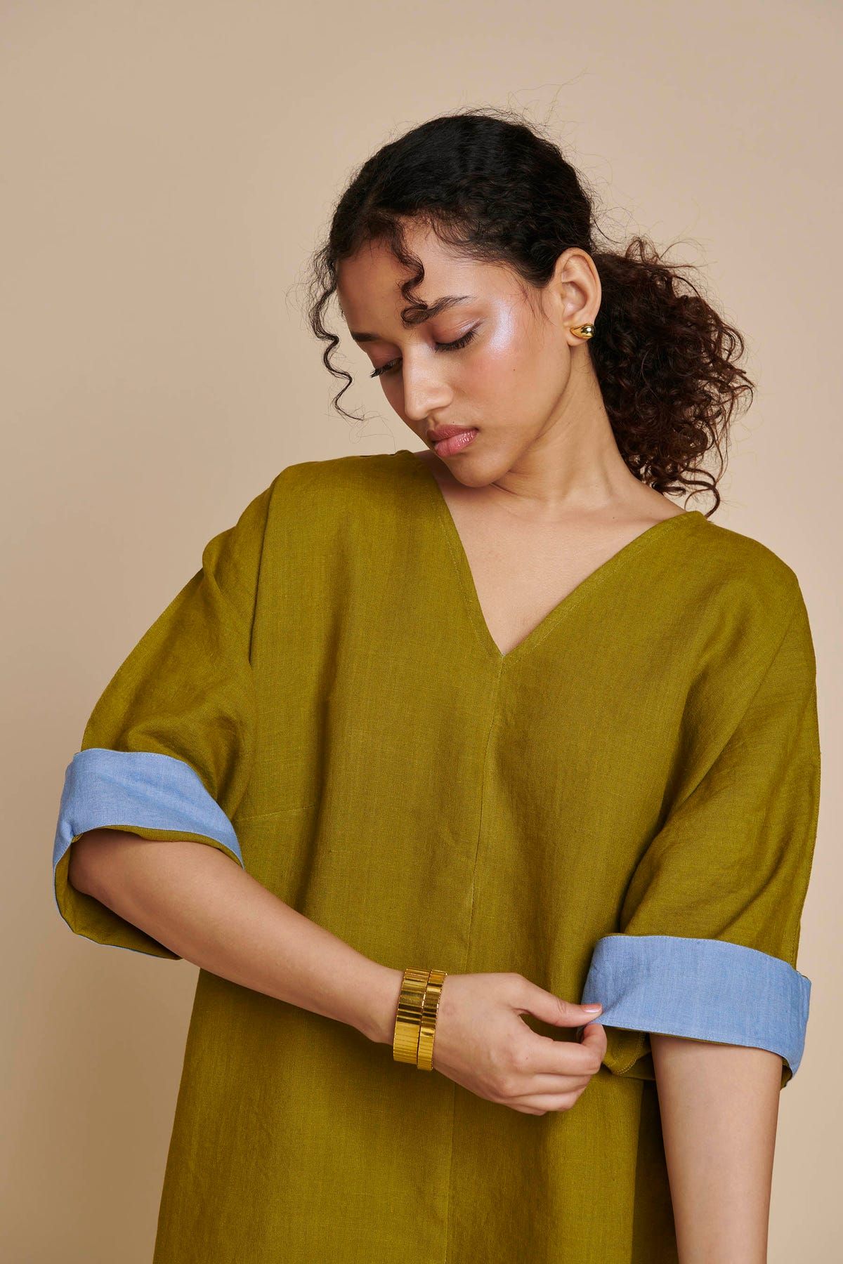 Mehendi Linen Dolman Kurta Set - image 6